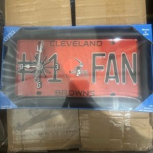 Cleveland browns number 1 fan license plate clock